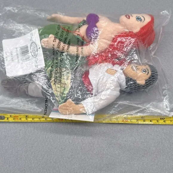 The Little Mermaid Ariel and Eric Plush The Disney Store Bean Bag 9" Stuffed Toy - Picture 8 of 8